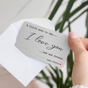 Personalised I Love You Now & Forever Metal Wallet Card