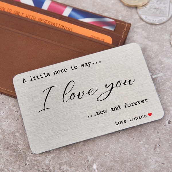 Personalised I Love You Now & Forever Metal Wallet Card - Image 3