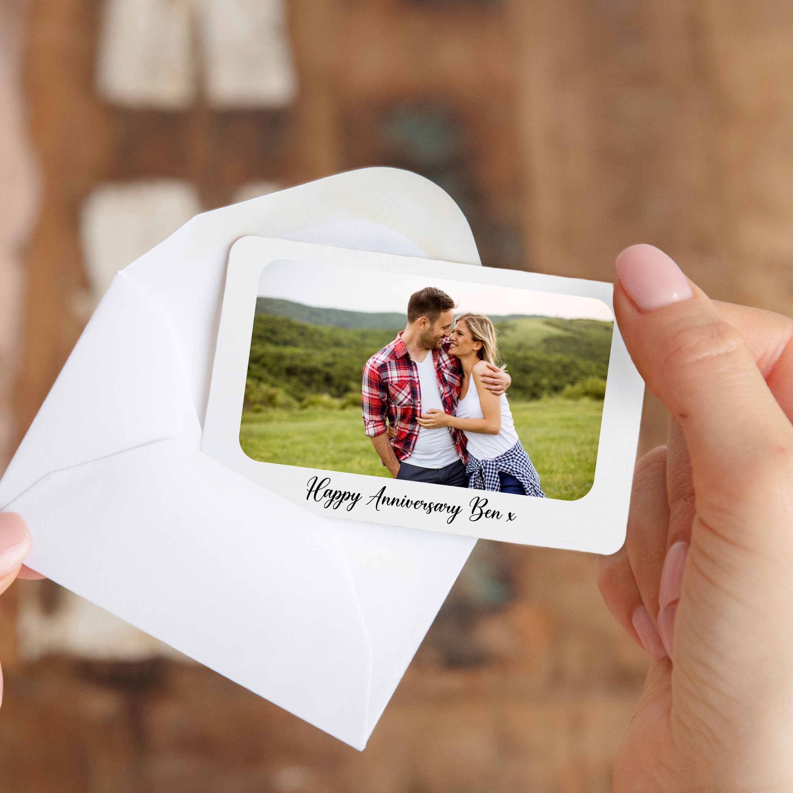 Personalised Photo Message Metal White Wallet Card - Image 6