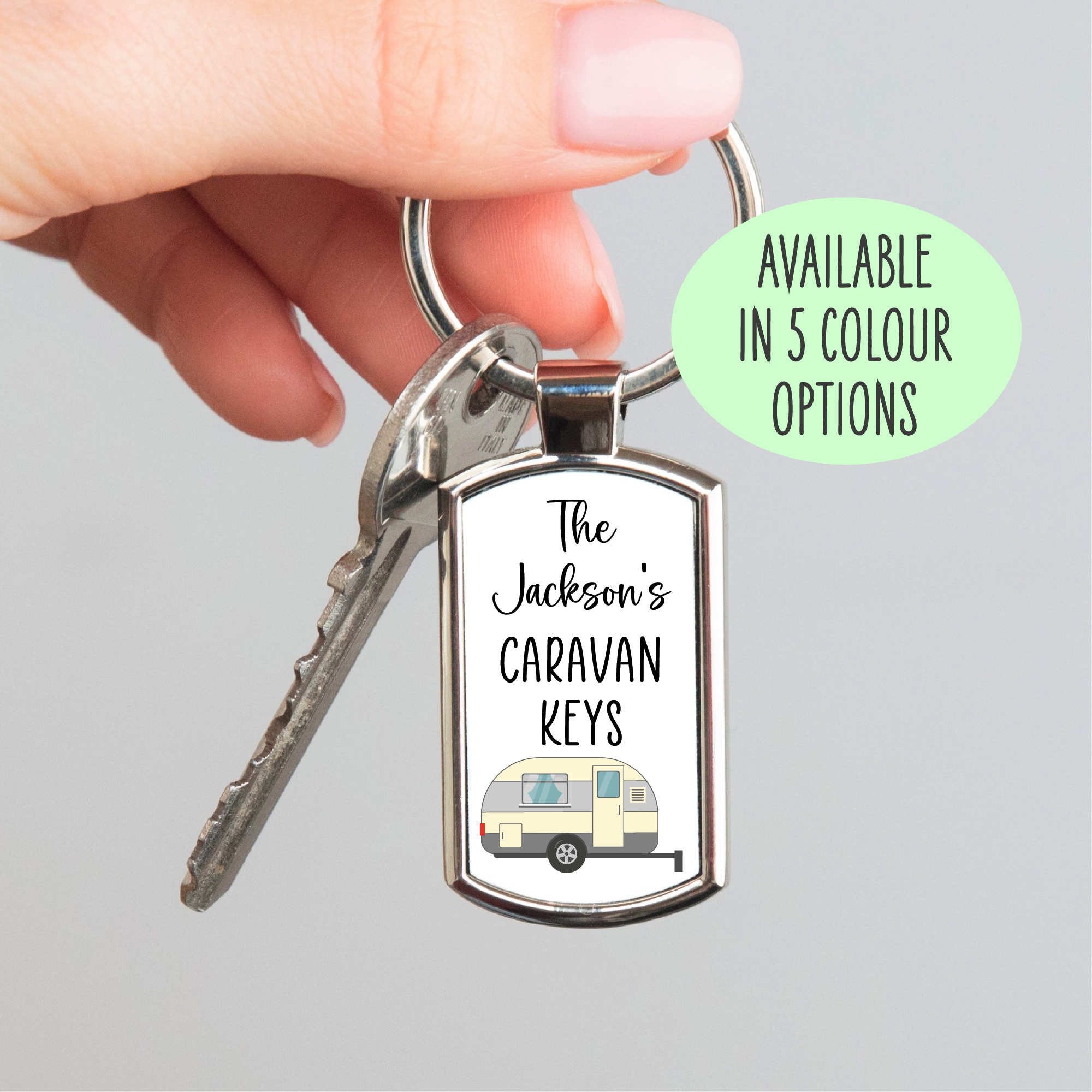 Personalised Caravan Keys Metal Keyring - Gift for Caravan Owner