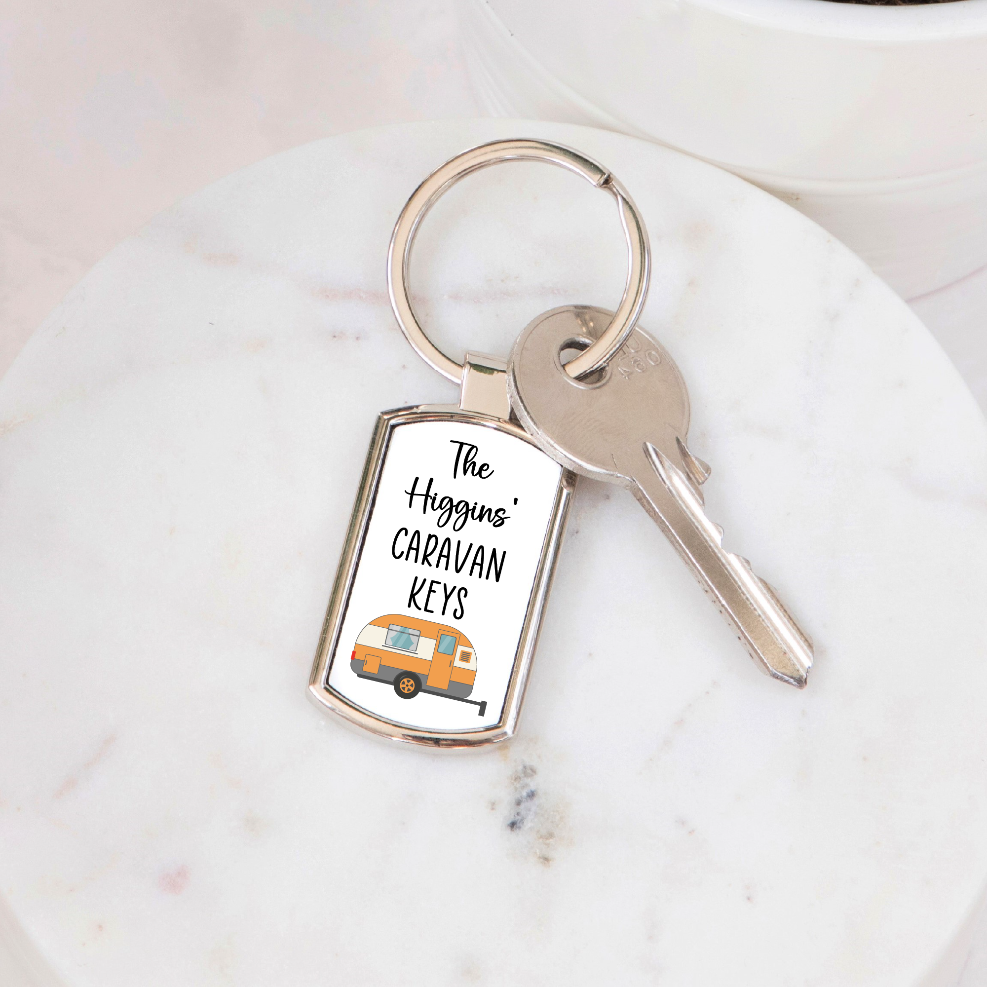 Personalised Caravan Keys Metal Keyring - Gift for Caravan Owner - Image 2