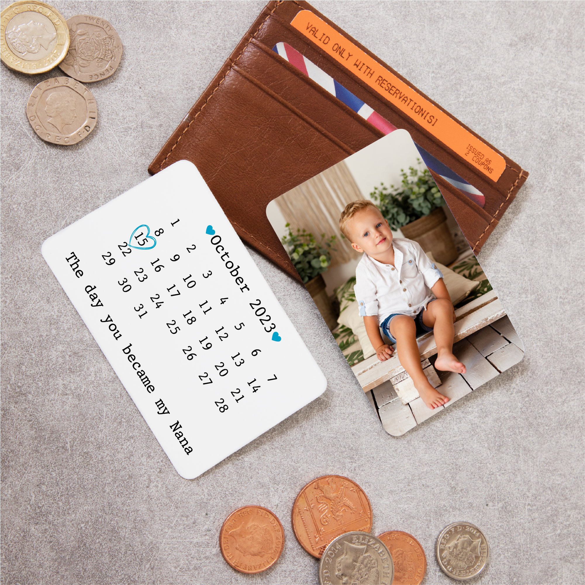 Personalised Day You Became My Nana & Photo Metal Wallet Card - Gift for Nana - Image 2