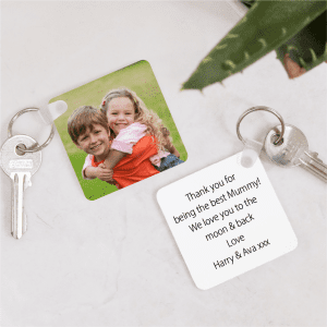Personalised Double Sided Photo Message Plastic Keyring
