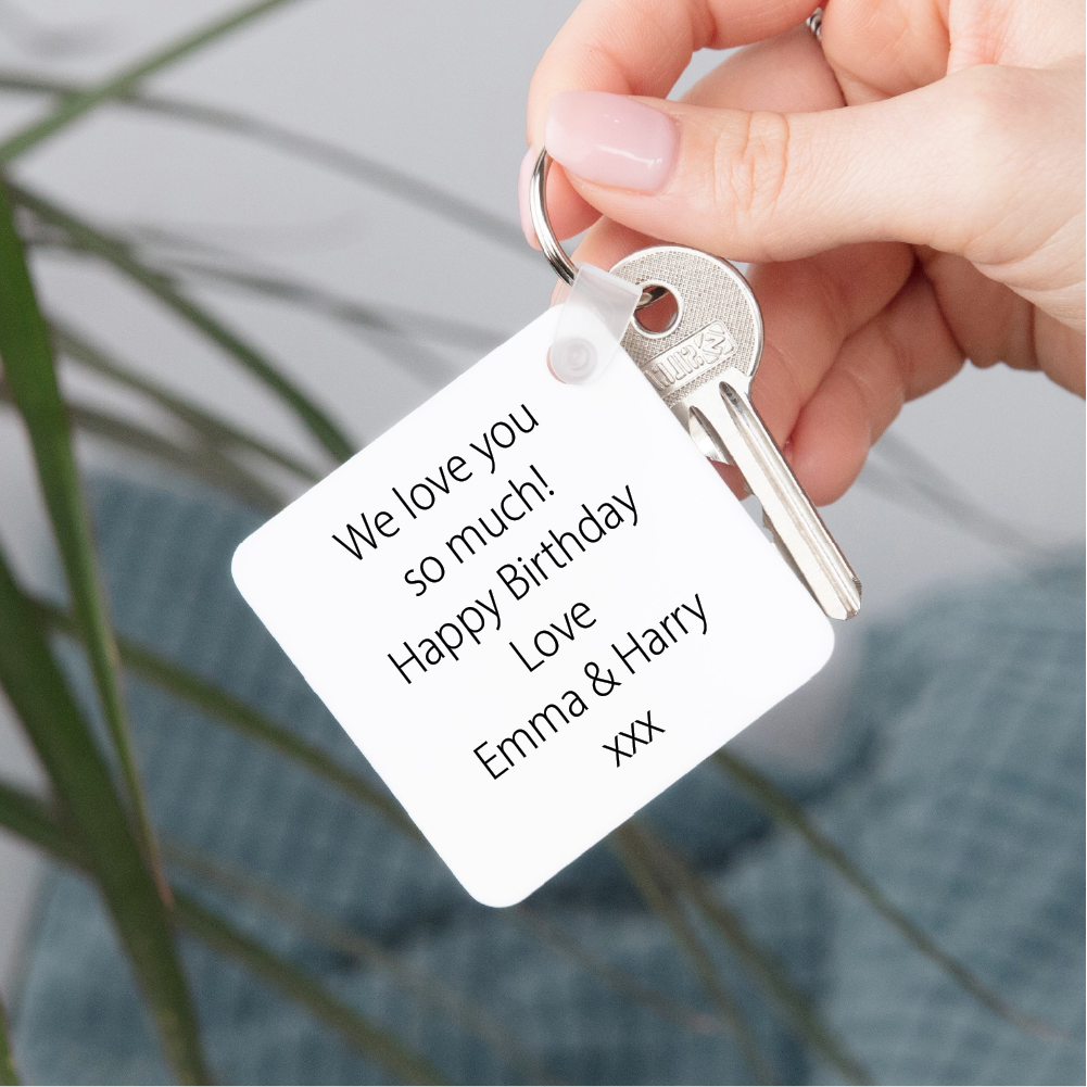 Personalised Double Sided Photo Message Plastic Keyring - Image 3