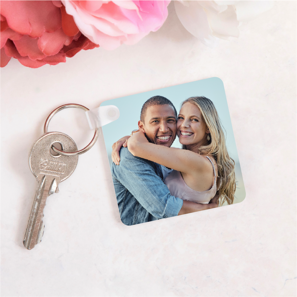Personalised Double Sided Photo Message Plastic Keyring - Image 4