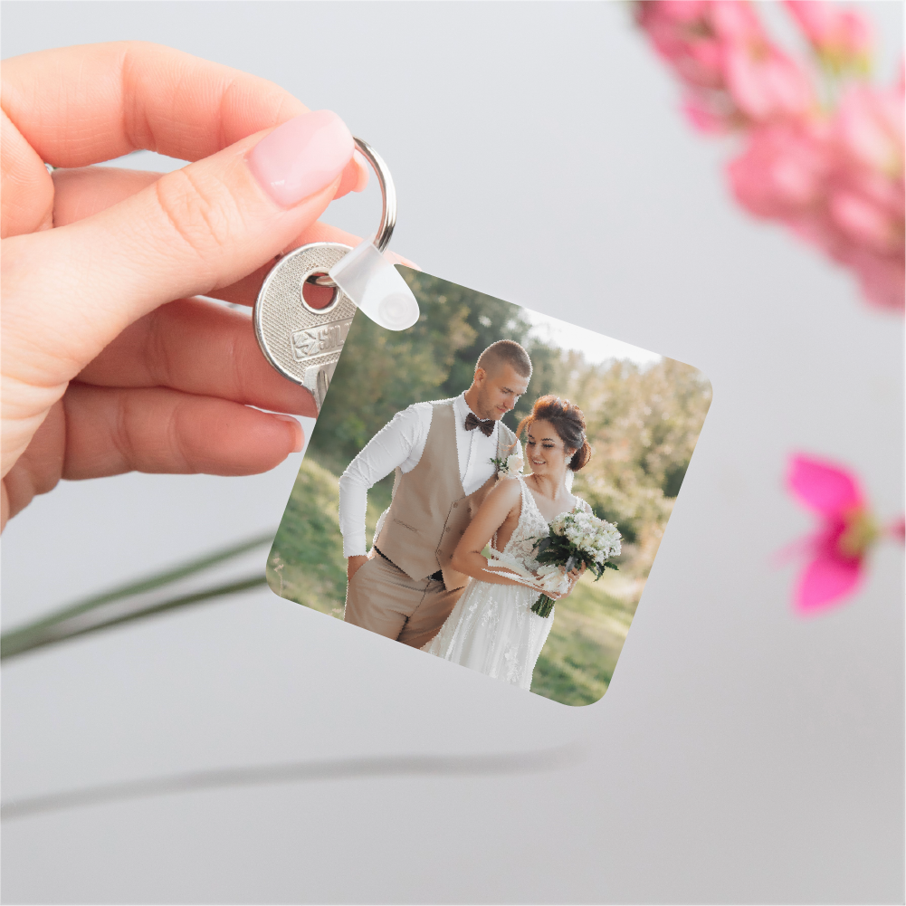 Personalised Double Sided Photo Message Plastic Keyring - Image 6