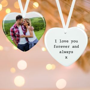 Personalised Photo Message Ceramic Heart Hanging Decoration Ornament