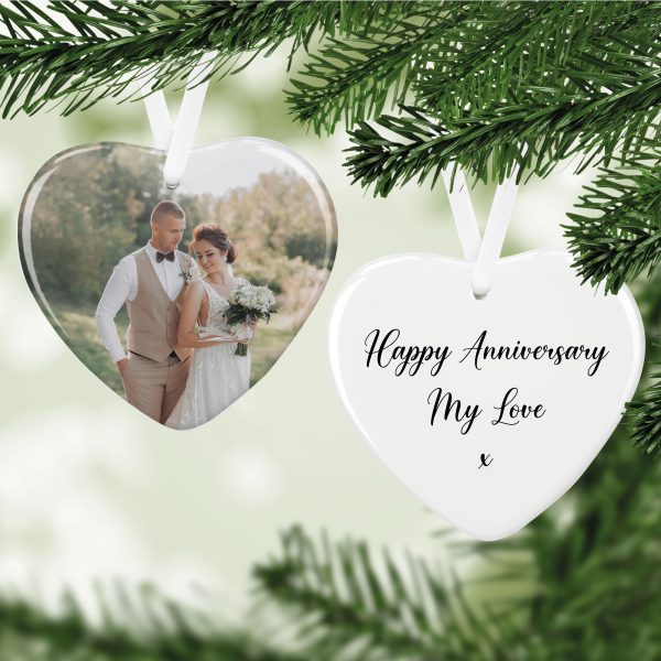 Personalised Photo Message Ceramic Heart Hanging Decoration Ornament - Image 3