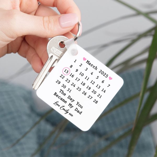 Personalised Double Sided Day You Became My Dad Photo Plastic Keyring - Image 2