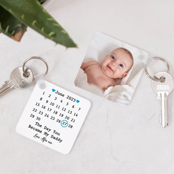 Personalised Double Sided Day You Became My Daddy Photo Plastic Keyring