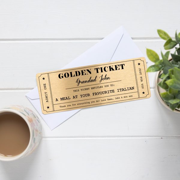 Personalised Father's Day Metal Golden Ticket Voucher Gift Card - Image 3