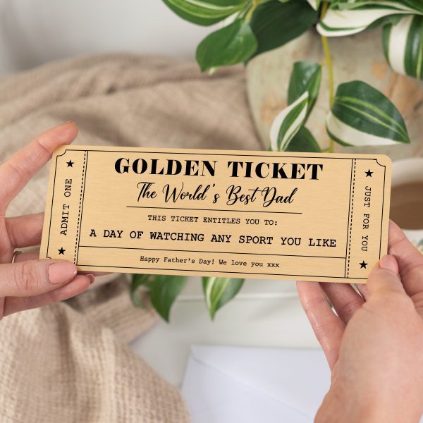 Personalised Father's Day Metal Golden Ticket Voucher Gift Card - Image 4
