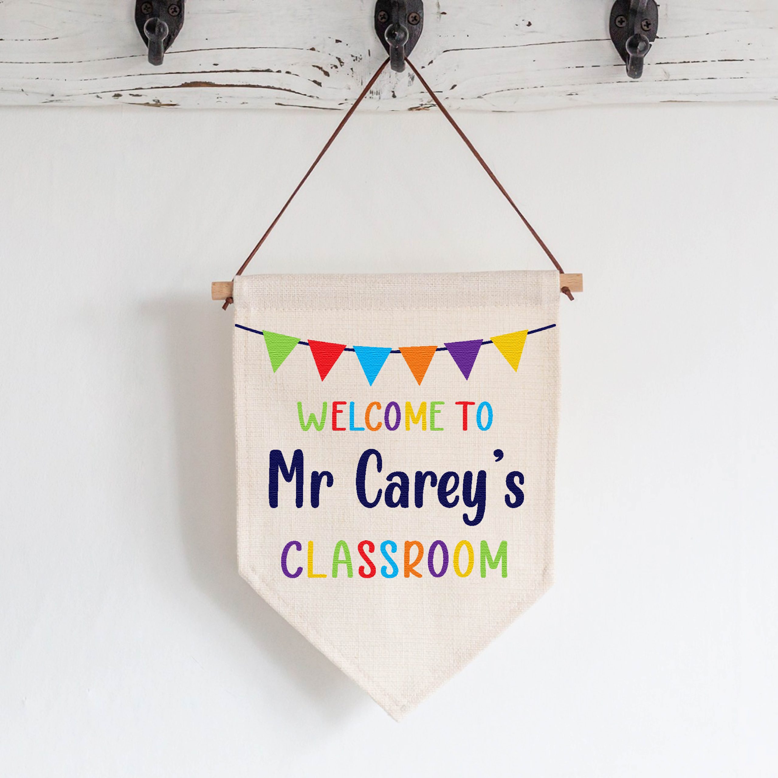 Personalised Teacher's Classroom Linen Flag Wall Art - Teacher Appreciation Gift - Image 3