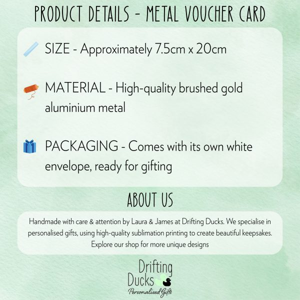 Personalised Anniversary Metal Golden Ticket Voucher Gift Card - Image 4