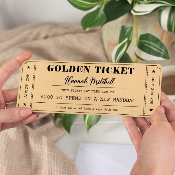 Personalised Anniversary Metal Golden Ticket Voucher Gift Card - Image 5