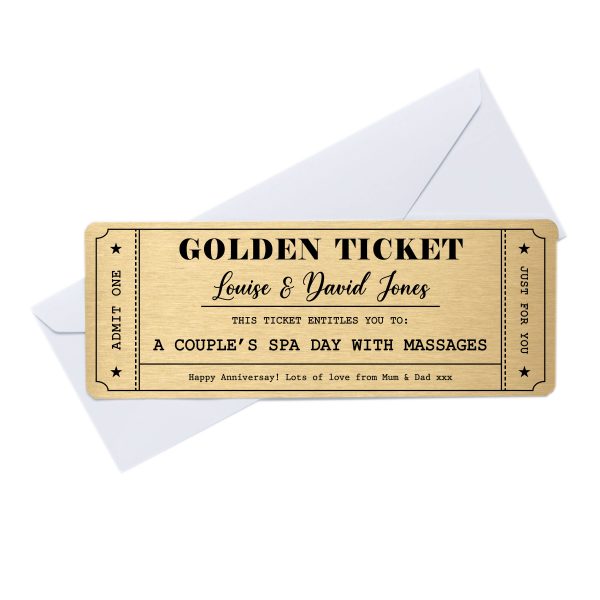Personalised Anniversary Metal Golden Ticket Voucher Gift Card - Image 7