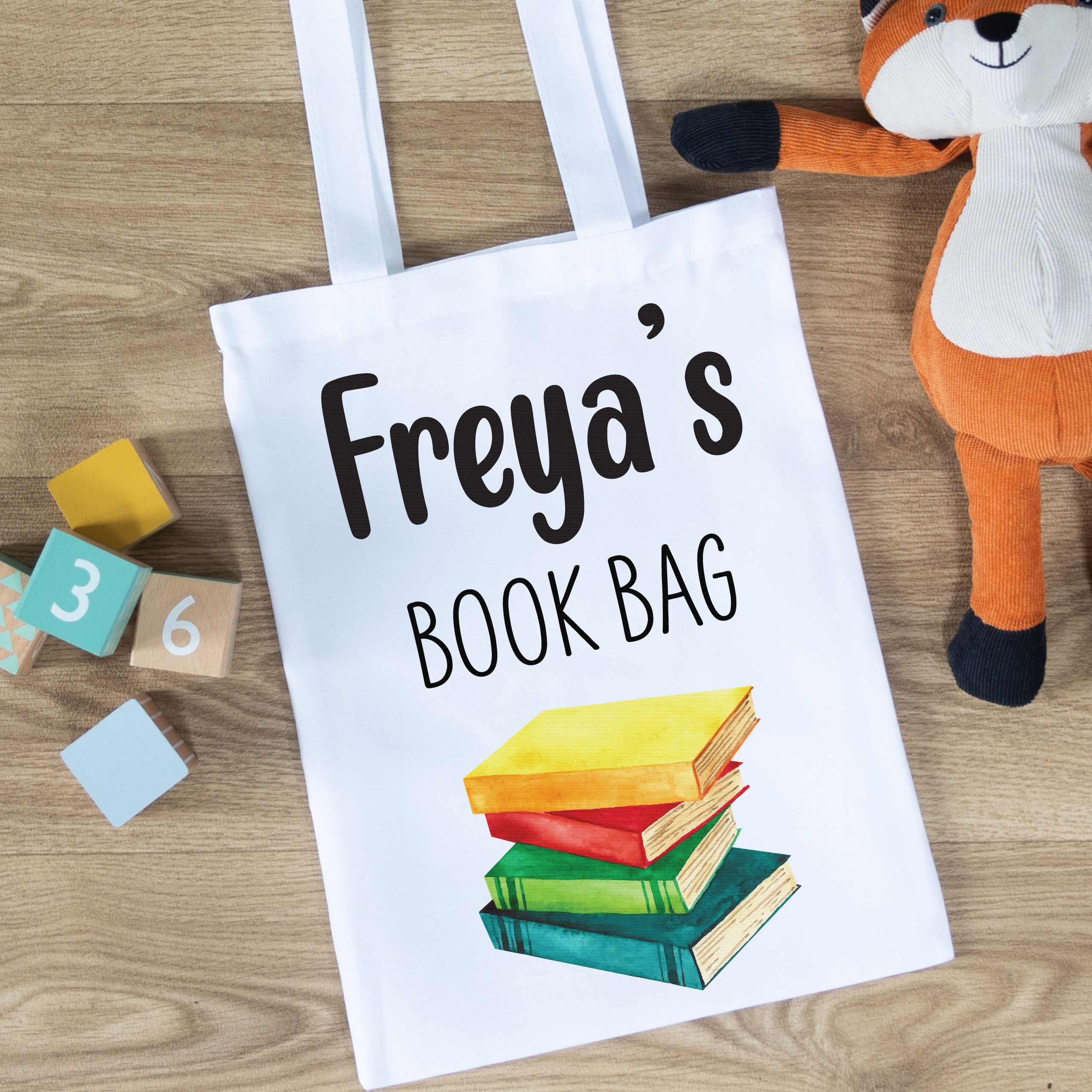 Personalised Book Bag Canvas Tote Bag - Gift for Book Lover Boy or Girl - Image 3