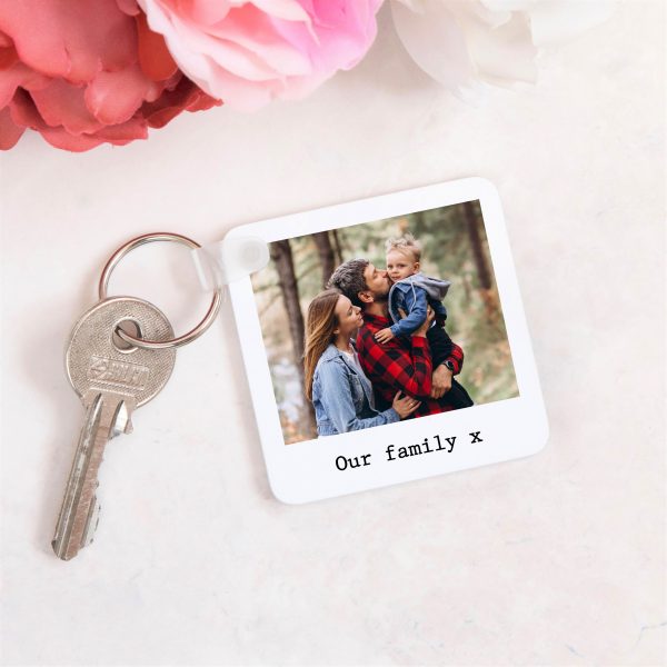 Personalised Romantic Memory Polaroid Style Photo & Message Plastic Keyring - Image 4