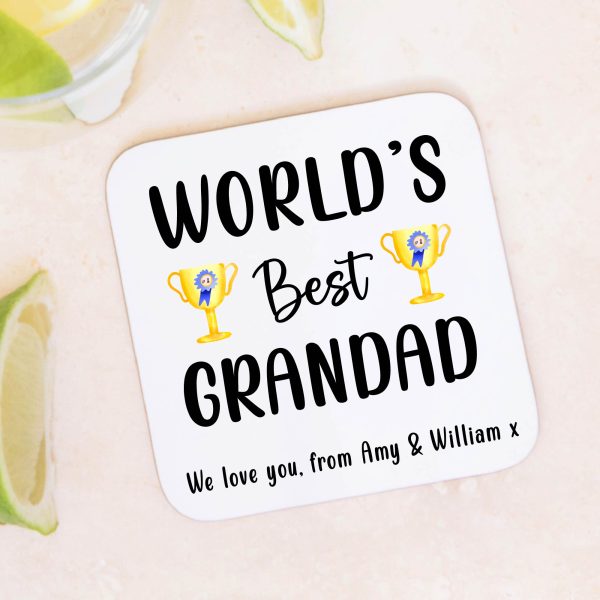 Personalised The World's Best Grandad Wooden Coaster - Image 5