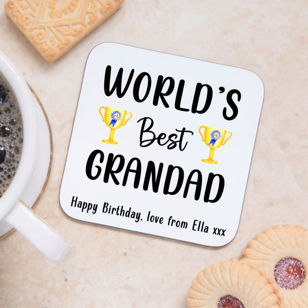 Personalised The World's Best Grandad Wooden Coaster - Image 2