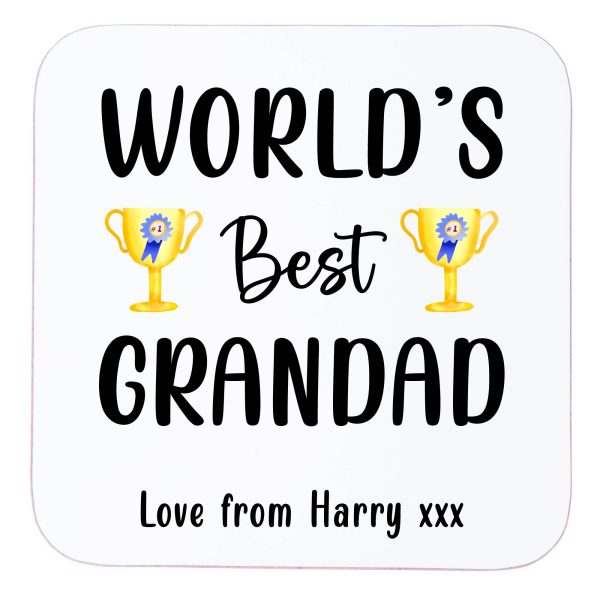 Personalised The World's Best Grandad Wooden Coaster - Image 8