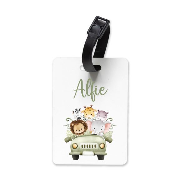 Personalised Kids Name Safari Themed Wooden Luggage Tag - Image 6