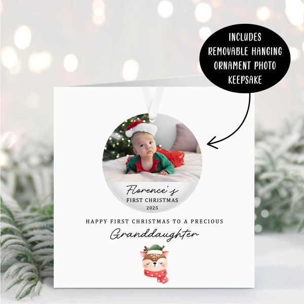 Personalised Baby’s First Christmas Card & Acrylic Bauble - Image 9