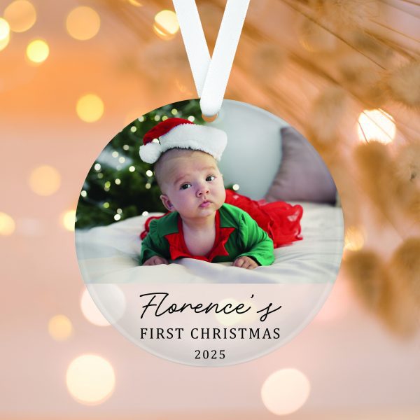Personalised Baby’s First Christmas Card & Acrylic Bauble - Image 2