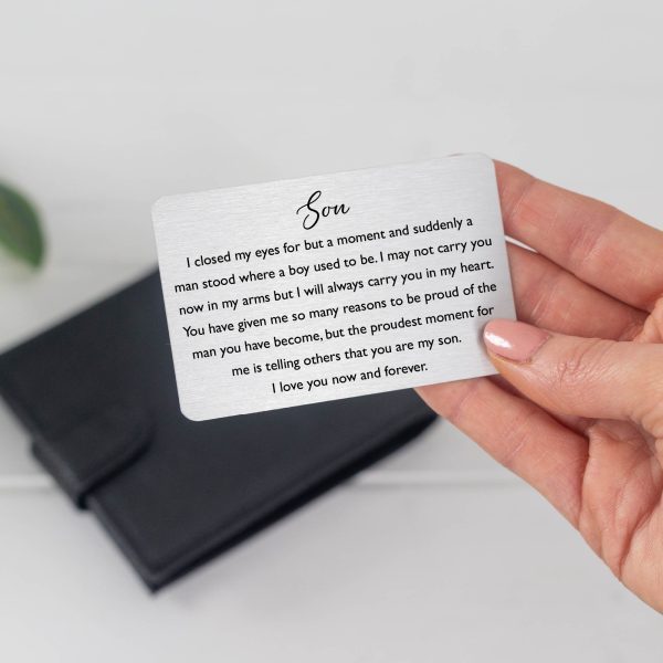 Personalised Son Wedding Day Card & Metal Wallet Card Keepsake - Image 3