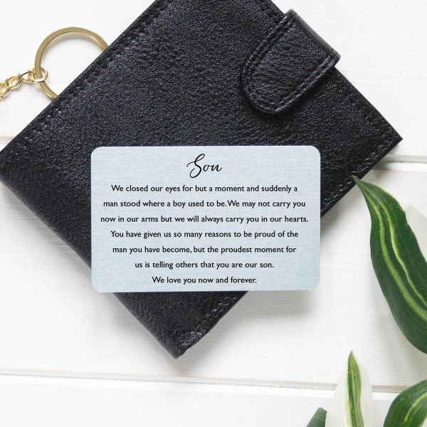 Personalised Son Wedding Day Card & Metal Wallet Card Keepsake - Image 9